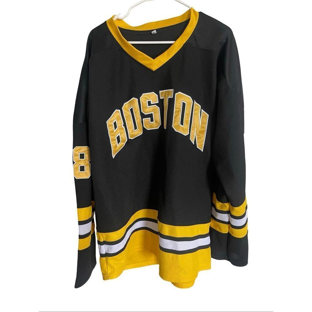 Boston #18 Mens Yellow Black Happy Gilmore Boston Bruins Hockey Jersey Size XL